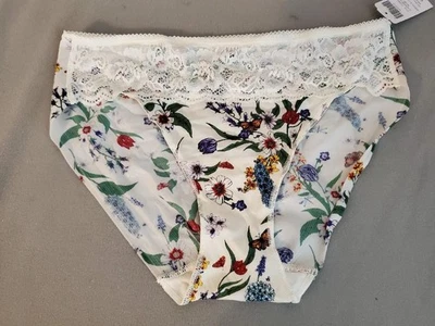 NWOT SOMA VANISHING EDGE HIPSTER PANTIES 570296608 MICROFIBER w lace BLOOM IVY M - Image 1 of 2