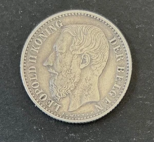 Belgium - Leopold II - Very Nice 1887 VL Silver 1 Franc Coin (3) - Picture 1 of 2