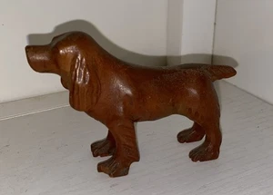 "Estatuilla de perro de madera tallada de colección pequeña de 3,5"" de largo vintage" - Imagen 1 de 8