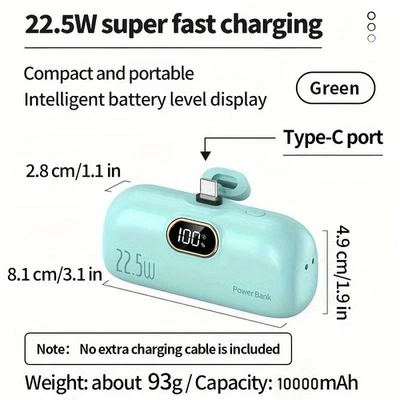 10000mAh Mini Power Bank Fast Charging Portable External Battery Backup Charger - Image 1 of 4