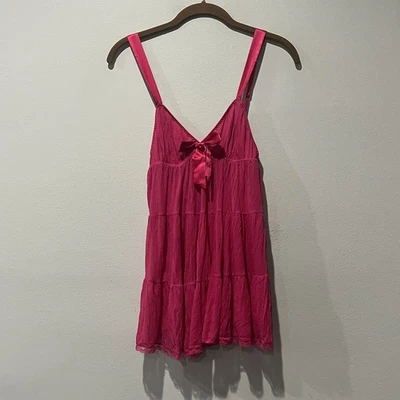 Винтажный Y2K Victoria's Secret розовый Babydoll верхний чистый средний PInk банты кокетка - Изображение 1 из 4