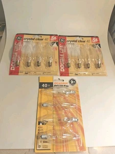 12-SYLVANIA & GE Double Life Bulbs, B10-40W, Clear Finish,Candelabra Base NEW - Picture 1 of 8