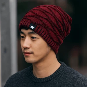 Rhombus Jacquard Cycling Pullover Cap Thickened Hood Cap Fleece Pile Cap Men - Picture 1 of 17