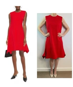 VVB Victoria Beckham Size AU 10 8 US 12 UK S Red Crepe Flared Dress Designer - Bild 1 von 19