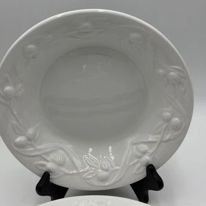 5- Cuencos de pasta blanca Williams Sonoma I Patrizi COSECHA DE OLIVA en relieve de 10” Italia - Imagen 1 de 6