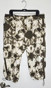Style & Co Women Cargo Capri Pants Size 14 Brown & White Bungee Hem - Picture 1 of 14