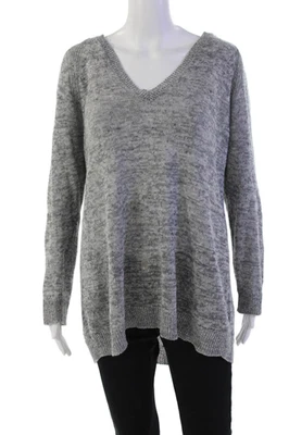 Suéter Suéter Top Gris Eileen Fisher Mujer Tejido Lino Cuello en V Talla M Foto 1 de 4