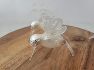 Set Of 2 Glass Hummingbird Ornaments Christmas Tree Decor Frosted Mercury Glass - Picture 1 of 11