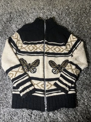 VTG Burton Mark XIII Full Zip Wool Sweater Moth Butterfly XO 80’s Men’s M VGUC - Image 1 of 4