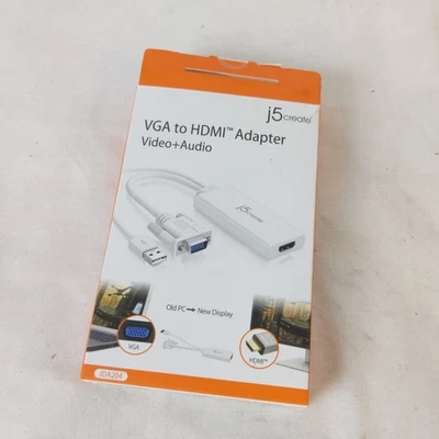 J5 Create VGA To HDMI Video + Audio Adapter White JDA204 - Image 1 of 4