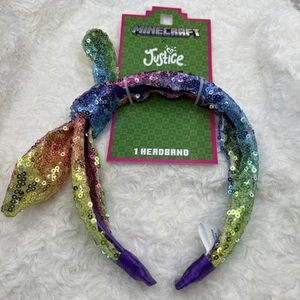 Minecraft X Justice Rainbow Sequin Bow Headband - Picture 1 of 2