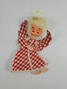 1950s Angel Christmas 5" Ornament Rubber Face Head Felt Japan VINTAGE - Picture 1 of 10