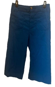 Pantaloni Anthropologie MAEVE The Colette gamba larga taglia 31 edizione lino blu royal - Foto 1 di 6