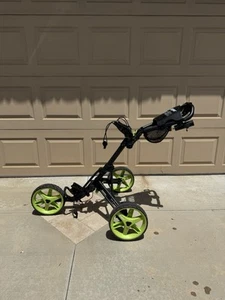 Clicgear 3.5+ Golf Push Cart Lime Green w/ Seat and Umbrella Holder - Picture 1 of 5