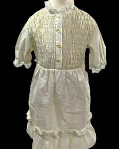 Vintage 6x Girl’s Ivory Prairie Style Dress JC Penney’s Smocked Lace - Picture 1 of 11