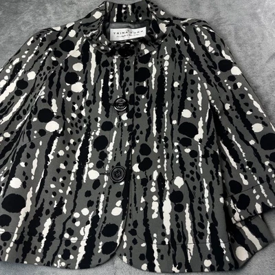 Trina Turk Women's Gray Abstract Print 3 Button Blazer Size 12/14 Measurements - Image 1 of 4
