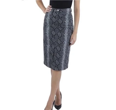 AG Adriano Goldschmied The Kory X Pencil Skirt w/ Slit Sz 31R Gray Black Snake - Image 1 of 4