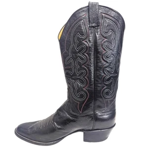 Vintage Panhandle schmal Herren schwarz Leder Cowboy Stiefel Naht Design Größe 10D - Bild 1 von 10