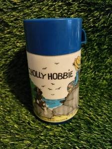 Vintage 1980s HOLLY HOBBIE THERMOS for Lunchbox Aladdin Dark Blue/White Thermos - Picture 1 of 8
