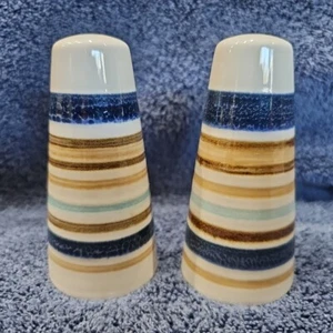 NEW Striped Ceramic salt and pepper shakers 4" - Picture 1 of 5