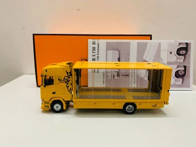 1/64 GCD Scania 730 S Enclosed Double Deck Tow Truck DieCast Yellow Model - Image 1 of 4