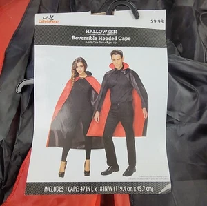 Adult Men's Women's Reversible Cape Halloween Vampire Costume  BLACK RED NEW - Picture 1 of 3