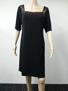 NEW FAST to AUS - Donna Morgan - Size 14 - Beaded Neck Sheath Dress - Black $138 - Picture 1 of 3
