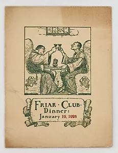 Menu cena Friar Club 1928 - tartaruga verde Amontillado - Stampa Reynolds - Foto 1 di 3