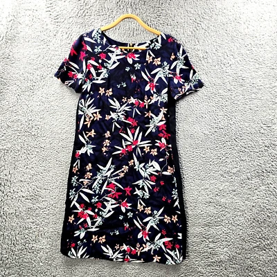 Target Womens Shift Dress Size 10 Black Navy Blue White Pink Floral Short Sleeve - image 1 of 4