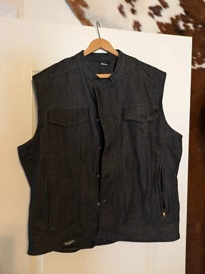 Chaleco de Motocicleta Street & Steel Talla Grande Negro Denim Motociclista Espalda Armadura Bolsillo  Foto 1 de 4