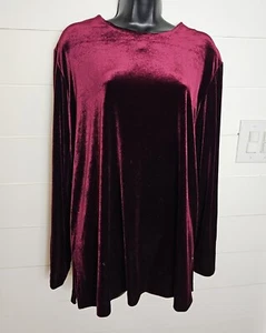 Sag Harbor Velvet Burgundy Blouse Size Large Holiday Christmas 90s Whimsigoth  - Picture 1 of 7