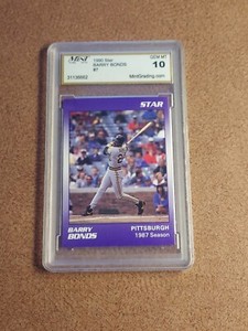 BARRY BONDS 1990 STAR MINT GRADING GEM 10 CARD 7. PIRATES.