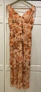 Floral Print Crinkle Chiffon Gown ML MONIQUE LHUILLIER Size 12 - Picture 1 of 9