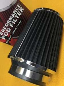 60/76mm Pod Air Filter Rendimiento Universal Negro Multifit SAAS SFS01BL 5Años Wty - Imagen 1 de 4
