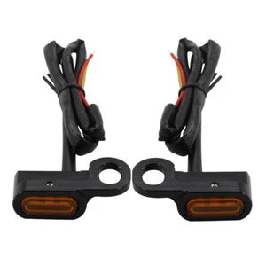 Mini Motorcycle LED Turn Signals Blinker Light Indicator Amber Black Lamp 2pcs - Picture 1 of 4