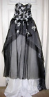 GOTH BLACK WHITE Ball gown STRAPLESS BEADED LACE Wedding Dress Size 8 34" BUST