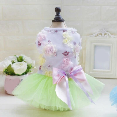 Ropa para Mascotas Verano Perro Pequeño Chihuahua Gato Cachorro Encaje Lazo Tulle Vestido Disfraz Foto 1 de 4