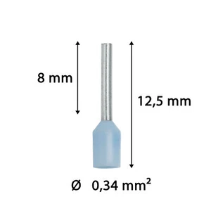 Aderendhülsen 0,34mm² türkis isoliert Hülse 8mm Gesamtlänge 12,5mm - Bild 1 von 10