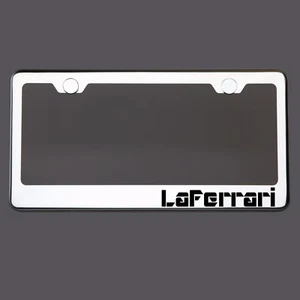Polish Mirror License Plate Frame LaFerrari Laser Etched Metal Screw Cap - Picture 1 of 8