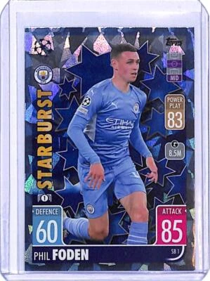 2021-22 Topps Match Attax Champions League Starburst SB1 Phil Foden Crystal Foil - Image 1 of 2