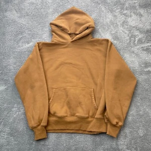 Yeezy Gap Hoodie Mens Medium Brown Cotton Fleece Lined Pockets Pullover Hip Hop - Picture 1 of 9