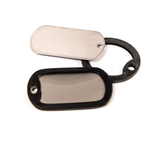 2 Piastrine Militari In Acciaio INOX + Silenziatori Collana Piastrina Dog Tags - Foto 1 di 6
