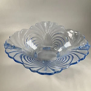 Cambridge Caprice Moonlight Blue 4-Toed Oval Bowl Large 12 1/2" 1940s - Picture 1 of 4