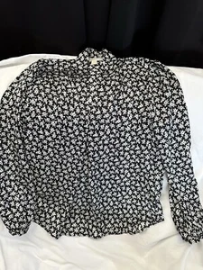 Women’s Michael Kors Size M Black & White Floral Print Top - Long sleeved - Picture 1 of 3