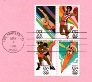 USPS FDC First Day Cover Souvenir Sheet Summer Olympics Block Of 4 Scott #2085A - Picture 1 of 2