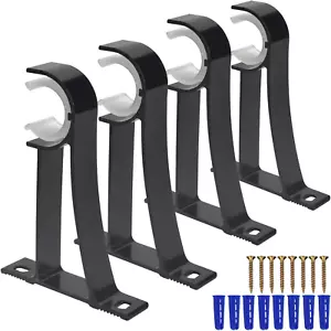 4 Pieces Curtain Rod Hooks Heavy Duty Curtain Rod Bracket Rod Support Hanger Fo - Picture 1 of 12