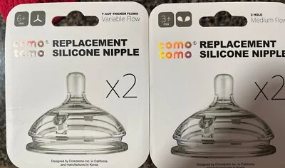 NEW! ComoTomo Silicone Replacement Nipples 3-6 mo SEALED 2 Pack x 2 (4 nipples) - Image 1 of 4