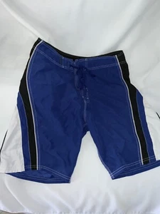 Beach Rays Board Shorts Men's sz 32 Blue Black & White Surf Polyester - Picture 1 of 5