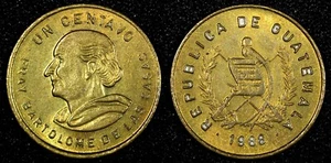Guatemala Bartolome de las Casas Brass 1988 1 Centavo KM# 275.3  (24 622) - Picture 1 of 3