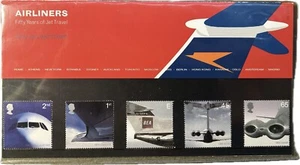 2002 Airliners Fifty Years of Jet Travel Presentation Pack Royal Mail GB Stamps - Picture 1 of 3
